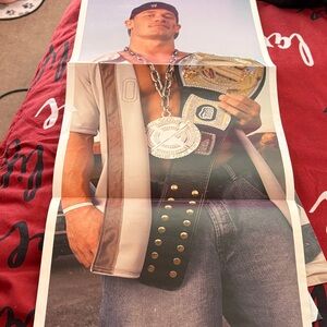 WWE Poster with Championship Belt and Chain